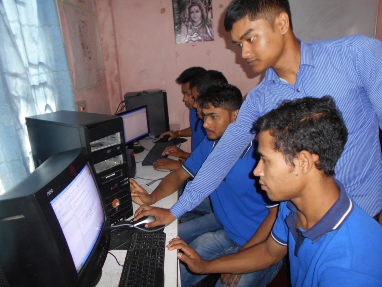Group of students comparing technical course options after Class 10